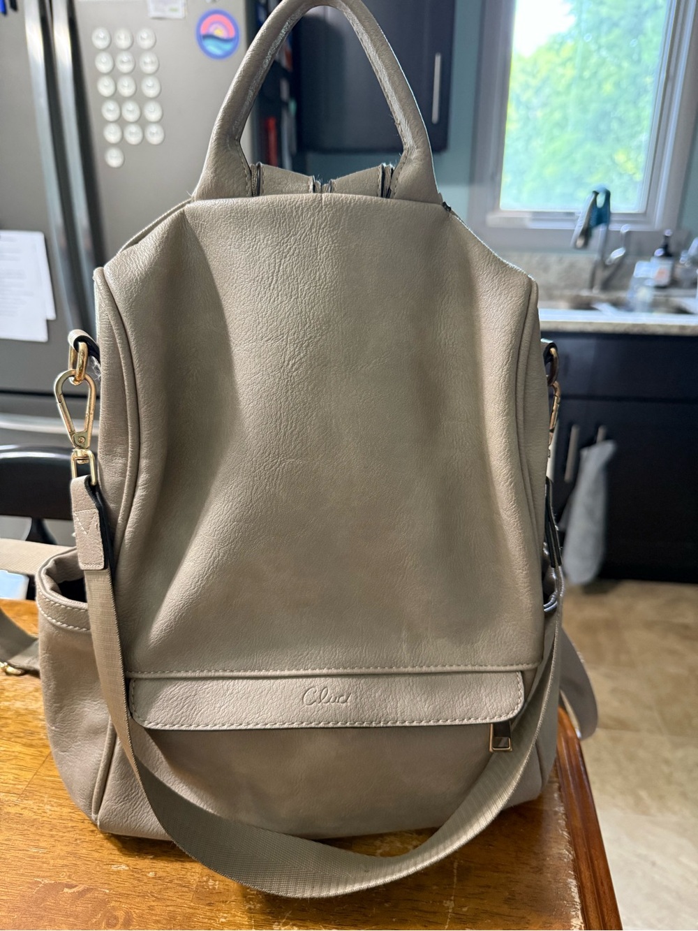 Cluci Taupe Leather Backpack